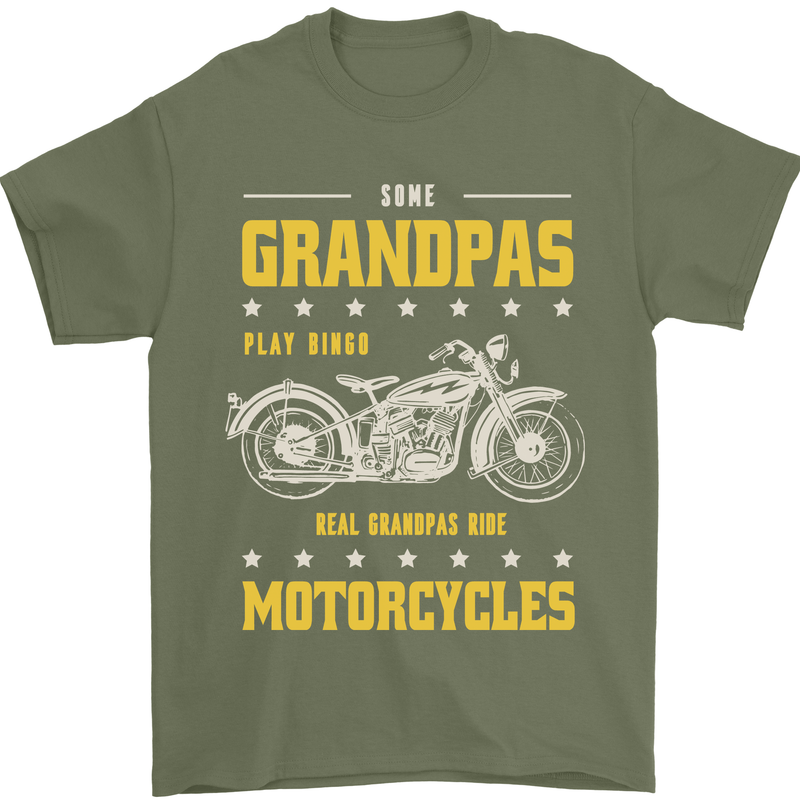 Some Grandpas Funny Biker Motorcycle Bike Mens T-Shirt 100% Cotton Military Green