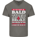 Son Made Me Bald Tired & Broke Father's Day Mens V-Neck Cotton T-Shirt Charcoal