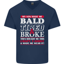 Son Made Me Bald Tired & Broke Father's Day Mens V-Neck Cotton T-Shirt Navy Blue