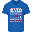 Son Made Me Bald Tired & Broke Father's Day Mens V-Neck Cotton T-Shirt Royal Blue