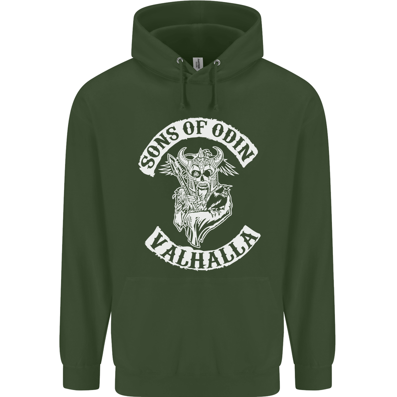 Son of Odin Valhalla Viking Norse Mythology Childrens Kids Hoodie Forest Green