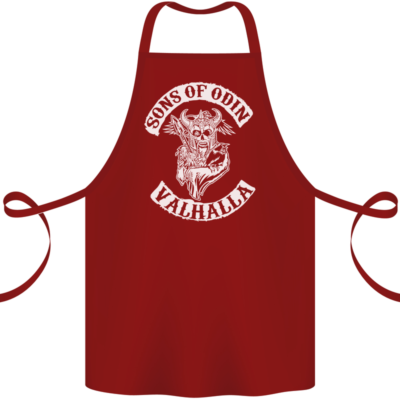 Son of Odin Valhalla Viking Norse Mythology Cotton Apron 100% Organic Maroon