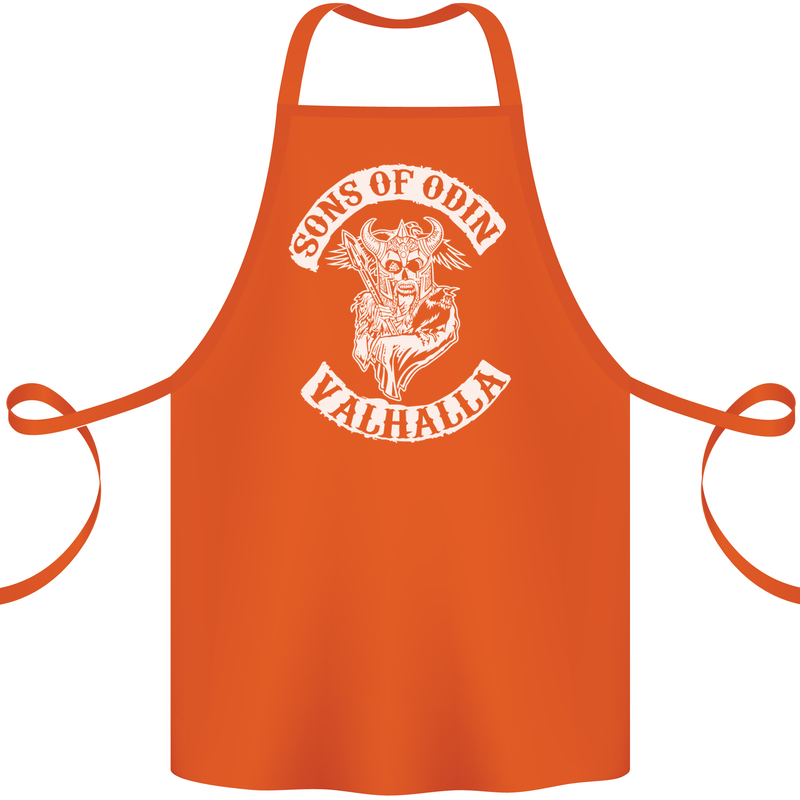 Son of Odin Valhalla Viking Norse Mythology Cotton Apron 100% Organic Orange