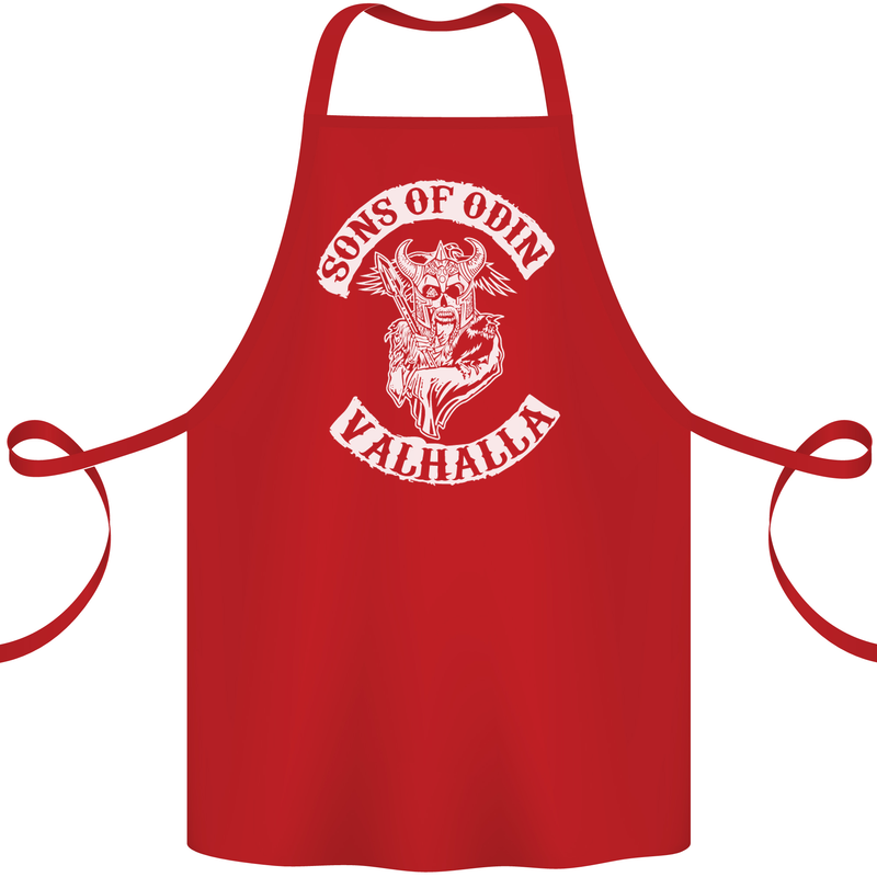 Son of Odin Valhalla Viking Norse Mythology Cotton Apron 100% Organic Red