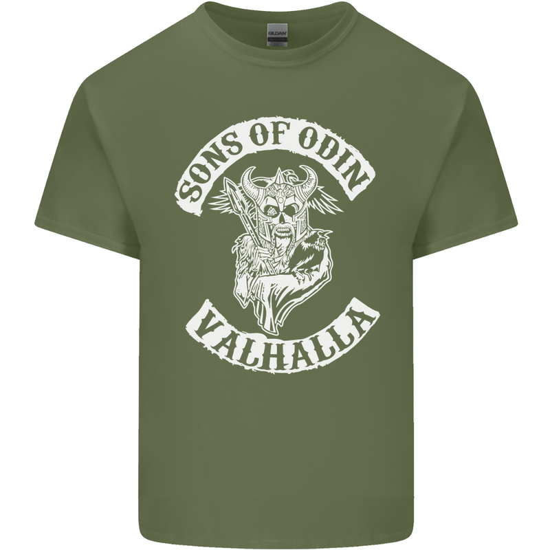 Son of Odin Valhalla Viking Norse Mythology Mens Cotton T-Shirt Tee Top Military Green