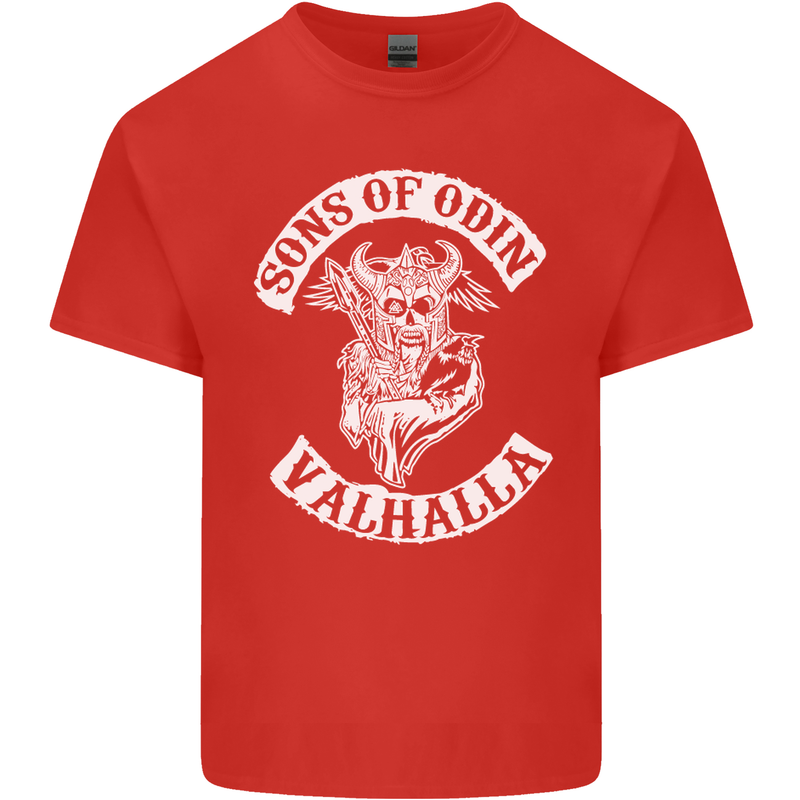 Son of Odin Valhalla Viking Norse Mythology Mens Cotton T-Shirt Tee Top Red
