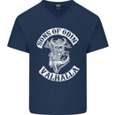 Son of Odin Valhalla Viking Norse Mythology Mens V-Neck Cotton T-Shirt Navy Blue