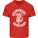 Son of Odin Valhalla Viking Norse Mythology Mens V-Neck Cotton T-Shirt Red