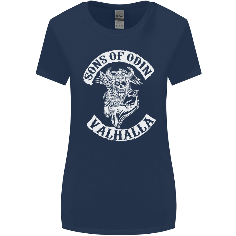 Son of Odin Valhalla Viking Norse Mythology Womens Wider Cut T-Shirt Navy Blue