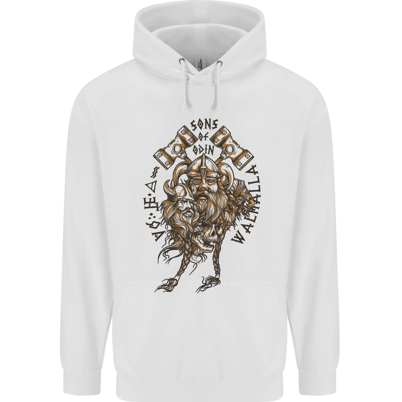 Sons of Odin Viking Valhalla Warrior Mens Hoodie White