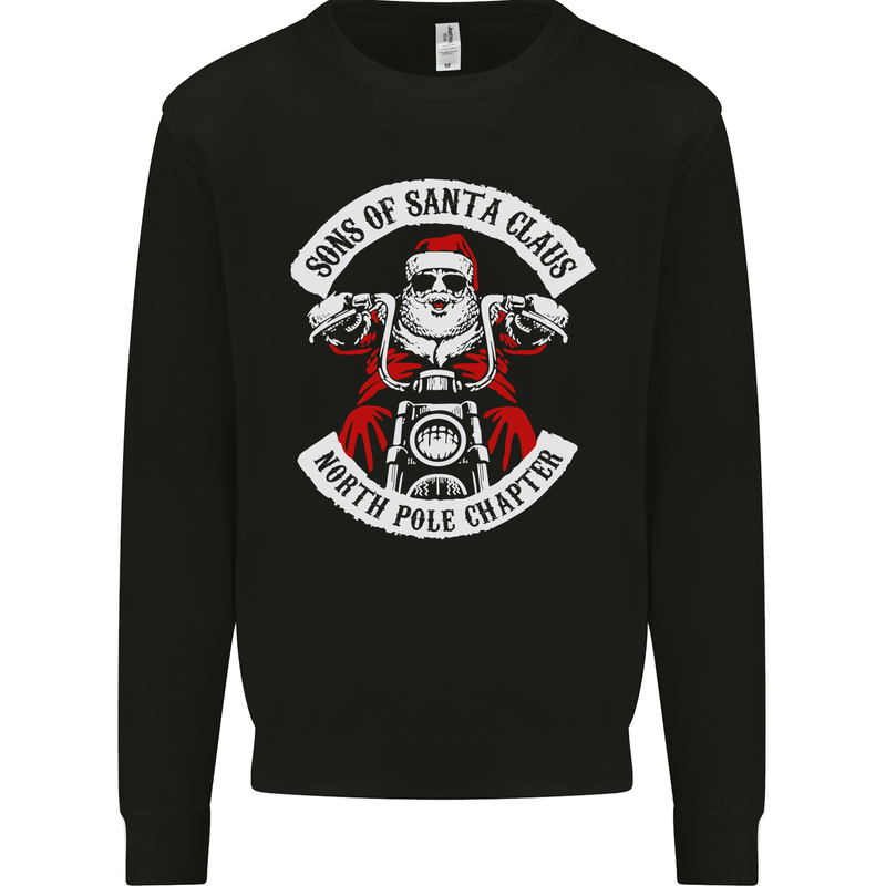 Sons of Santa Biker Motorcycle Christmas Kids Sweatshirt Jumper Black