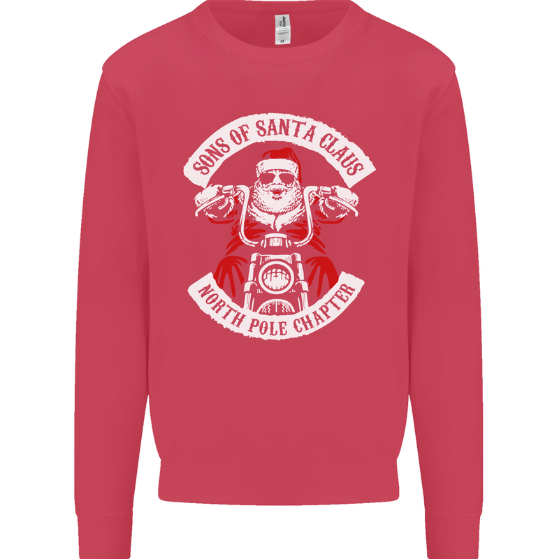Sons of Santa Biker Motorcycle Christmas Kids Sweatshirt Jumper Heliconia