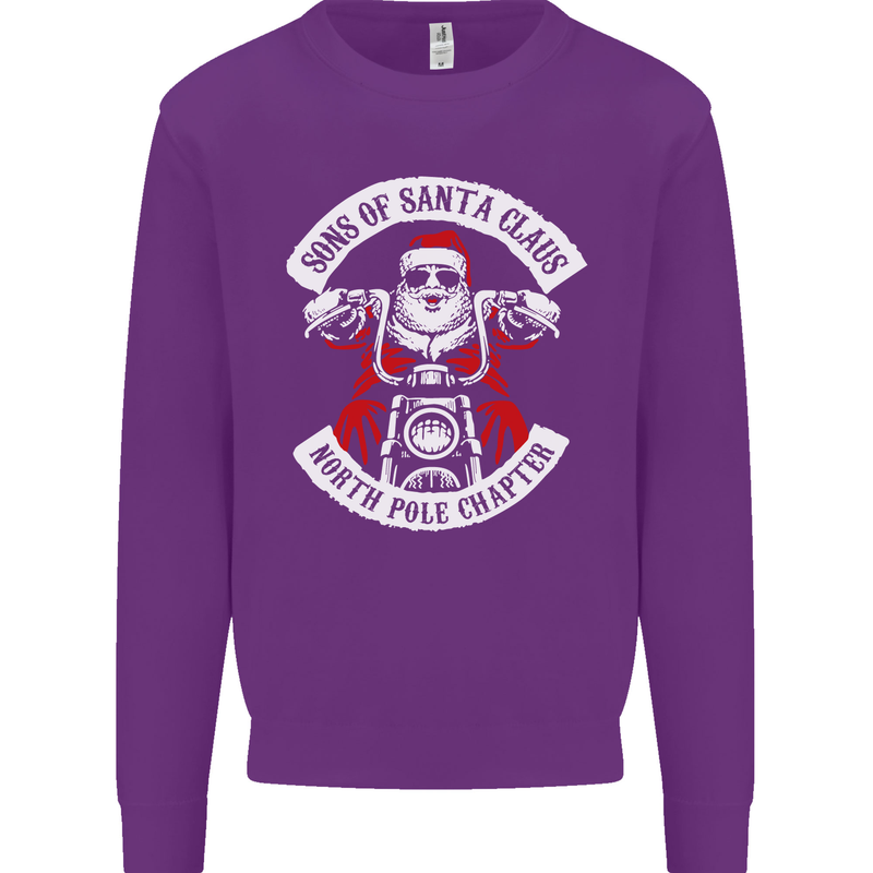 Sons of Santa Biker Motorcycle Christmas Kids Sweatshirt Jumper Purple