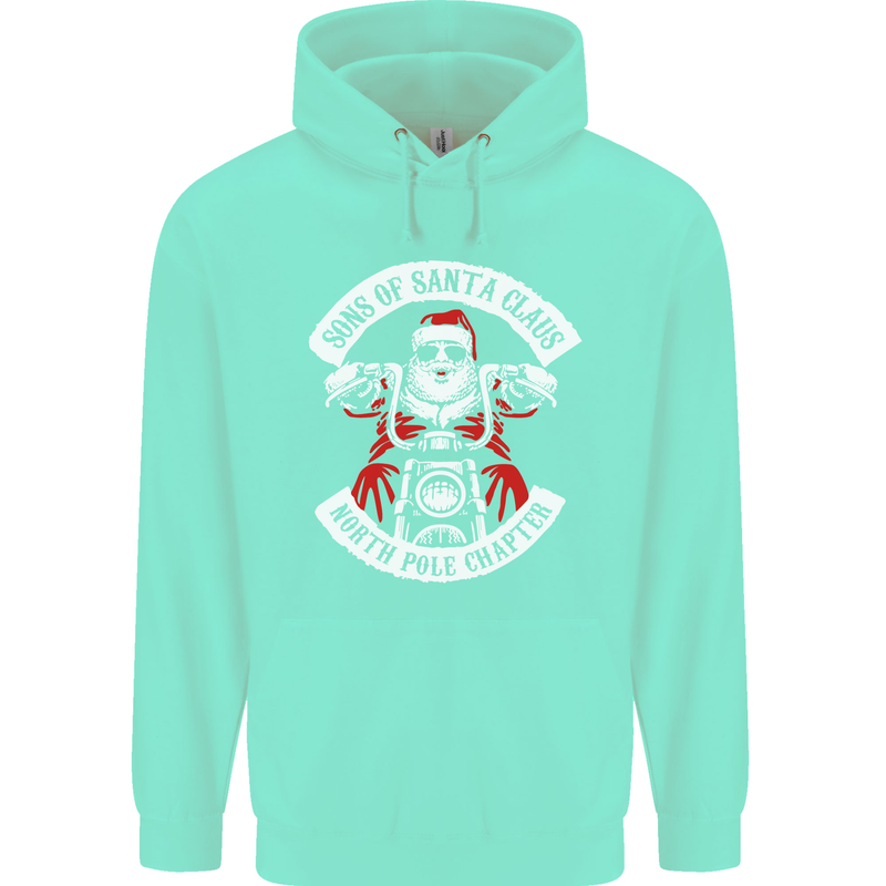Sons of Santa Biker Motorcycle Christmas Mens 80% Cotton Hoodie Peppermint