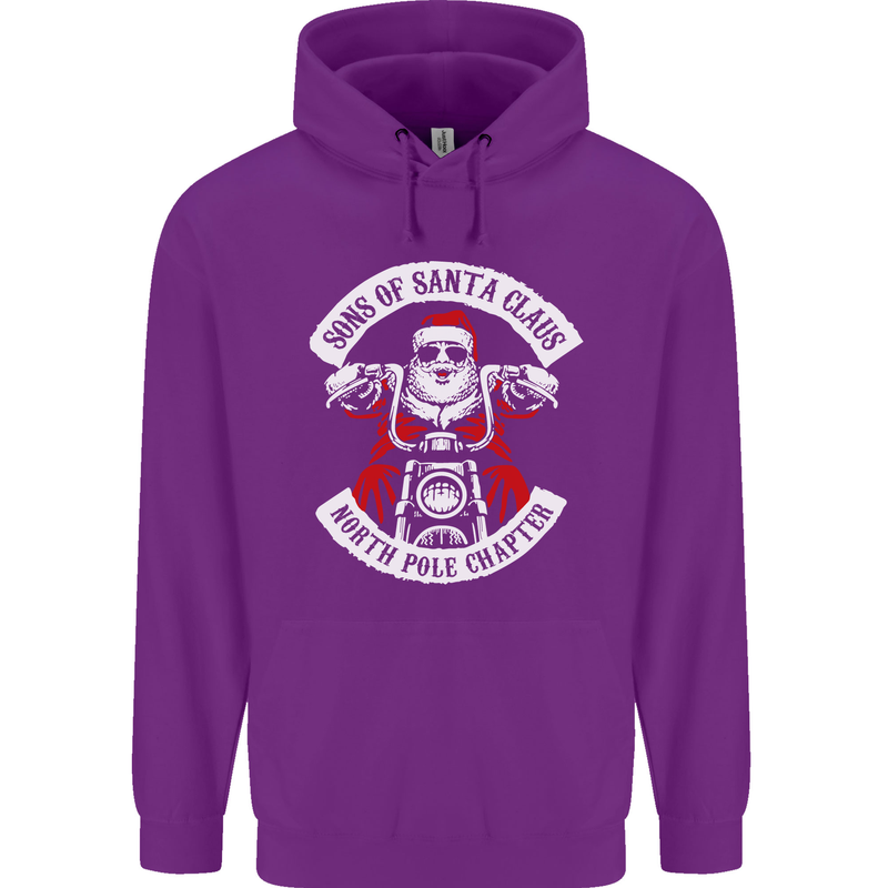 Sons of Santa Biker Motorcycle Christmas Mens 80% Cotton Hoodie Purple