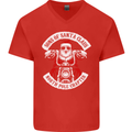 Sons of Santa Biker Motorcycle Christmas Mens V-Neck Cotton T-Shirt Red
