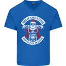 Sons of Santa Biker Motorcycle Christmas Mens V-Neck Cotton T-Shirt Royal Blue