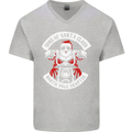 Sons of Santa Biker Motorcycle Christmas Mens V-Neck Cotton T-Shirt Sports Grey