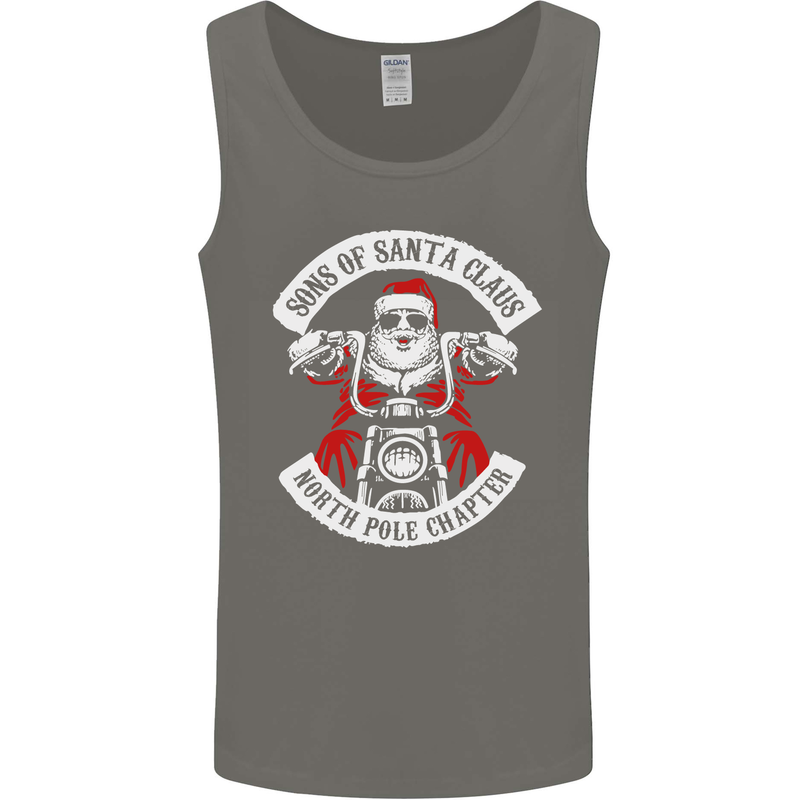 Sons of Santa Biker Motorcycle Christmas Mens Vest Tank Top Charcoal