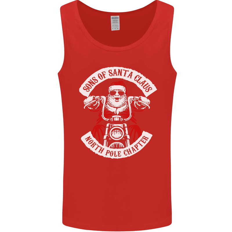 Sons of Santa Biker Motorcycle Christmas Mens Vest Tank Top Red