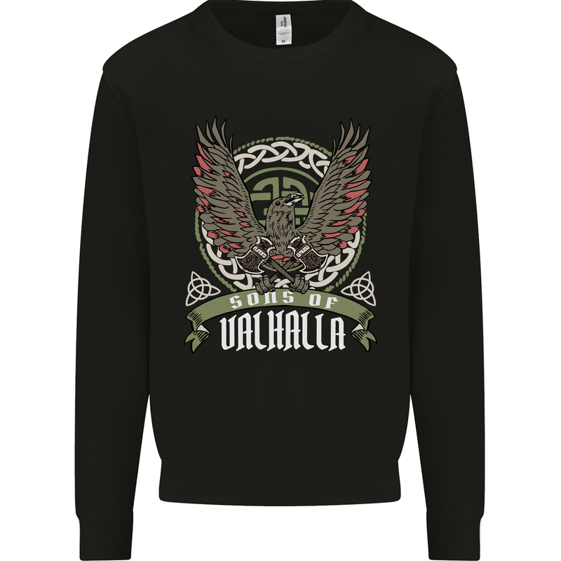 Sons of Valhalla Vikings Celtic Symbols Kids Sweatshirt Jumper Black