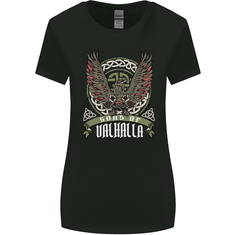 Sons of Valhalla Vikings Celtic Symbols Womens Wider Cut T-Shirt Black