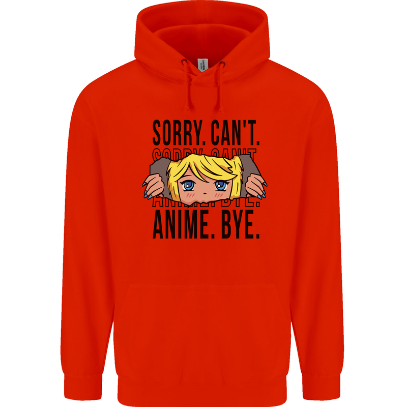 Sorry Can't Anime Bye Funny Anti-Social Childrens Kids Hoodie Bright Red