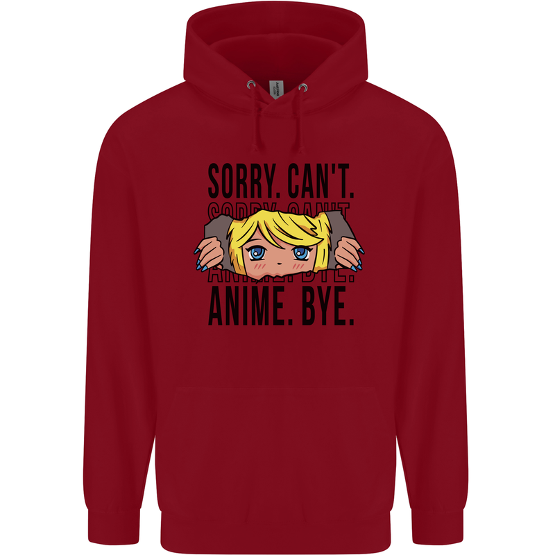 Sorry Can't Anime Bye Funny Anti-Social Childrens Kids Hoodie Red