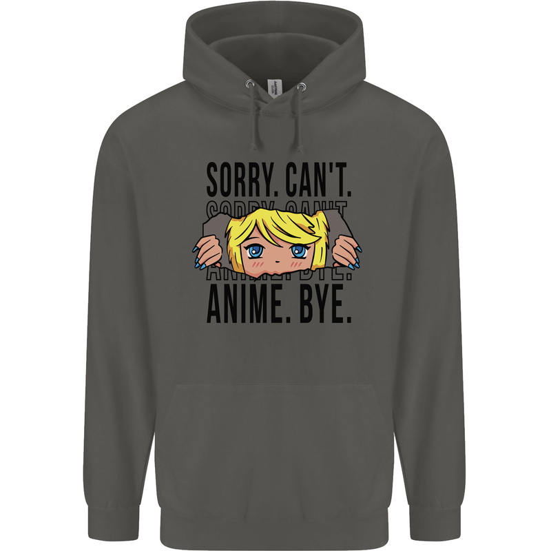 Sorry Can't Anime Bye Funny Anti-Social Childrens Kids Hoodie Storm Grey