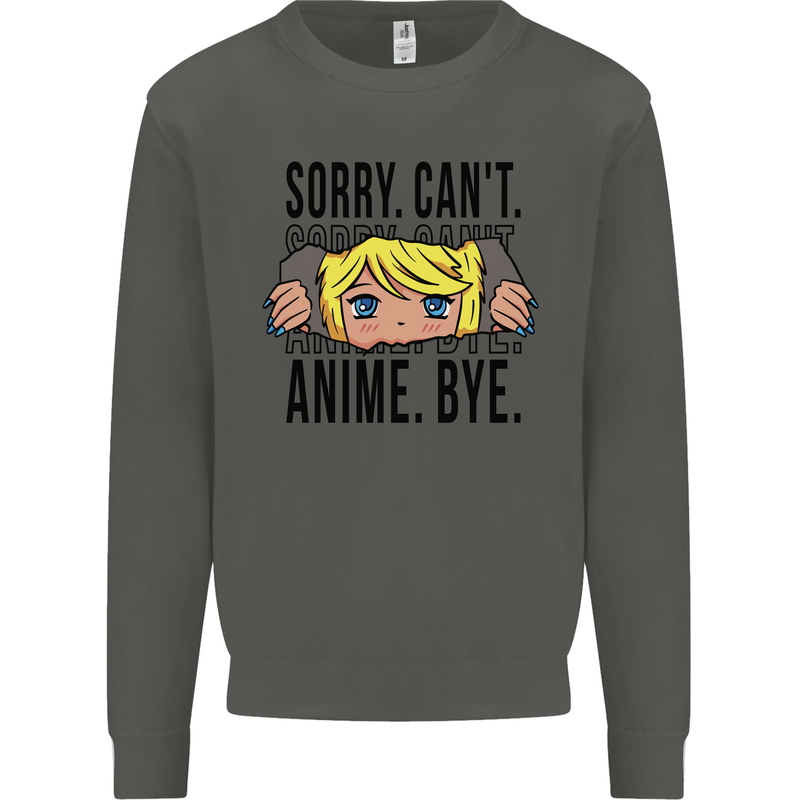 Sorry Can't Anime Bye Funny Anti-Social Kids Sweatshirt Jumper Storm Grey
