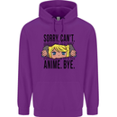 Sorry Can't Anime Bye Funny Anti-Social Mens 80% Cotton Hoodie Purple