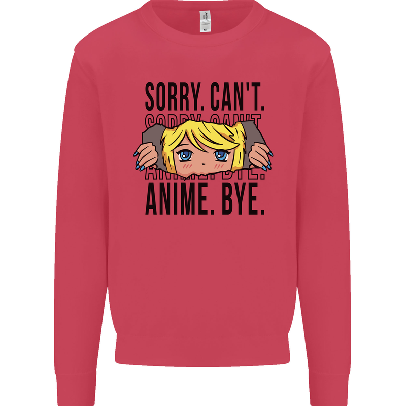 Sorry Can't Anime Bye Funny Anti-Social Mens Sweatshirt Jumper Heliconia