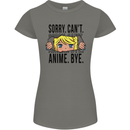 Sorry Can't Anime Bye Funny Anti-Social Womens Petite Cut T-Shirt Charcoal