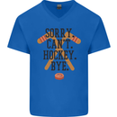 Sorry Can't Hockey Bye Funny Ice Street Mens V-Neck Cotton T-Shirt Royal Blue