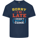 Sorry I'm Late Funny Slogan Distressed Kids T-Shirt Childrens Navy Blue