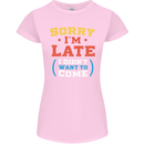 Sorry I'm Late Funny Slogan Distressed Womens Petite Cut T-Shirt Light Pink