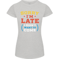 Sorry I'm Late Funny Slogan Distressed Womens Petite Cut T-Shirt Sports Grey