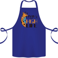 Sorry I'm Late My Alaskan Was Sitting On Me Cotton Apron 100% Organic Royal Blue