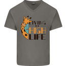 Sorry I'm Late My Alaskan Was Sitting On Me Mens V-Neck Cotton T-Shirt Charcoal