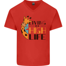 Sorry I'm Late My Alaskan Was Sitting On Me Mens V-Neck Cotton T-Shirt Red