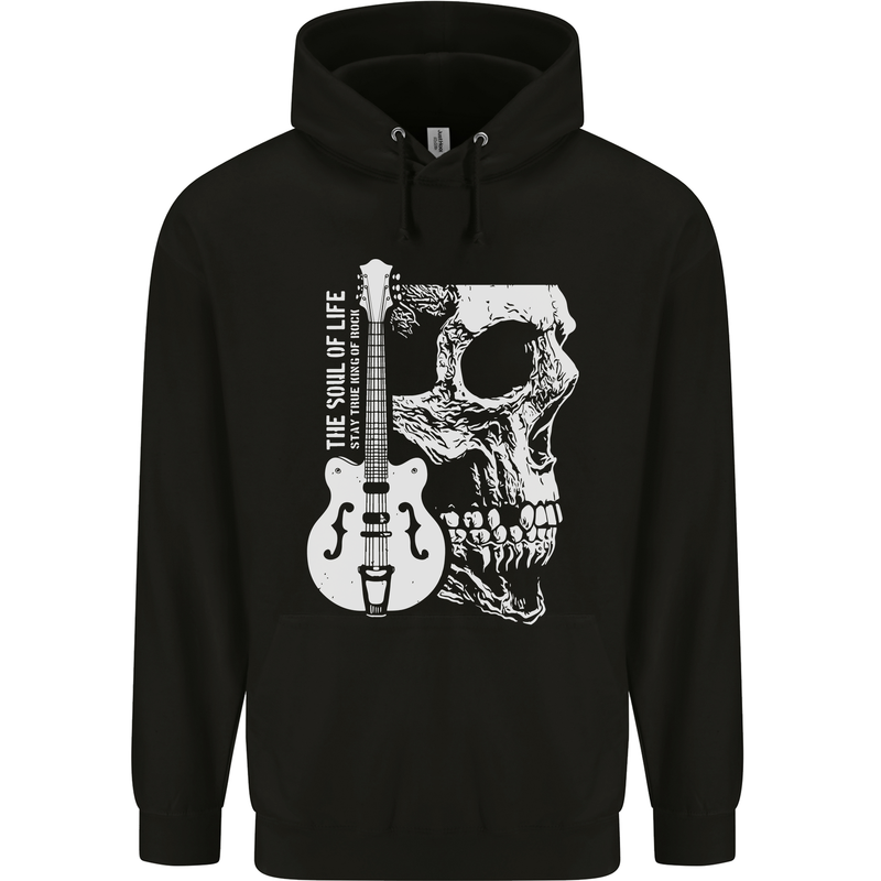 Soul of Life Skull Rock Heavy Metal Guitar Mens 80% Cotton Hoodie Black