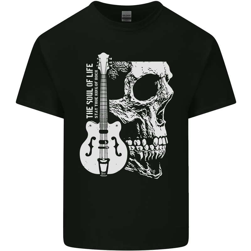 Soul of Life Skull Rock Heavy Metal Guitar Mens Cotton T-Shirt Tee Top Black