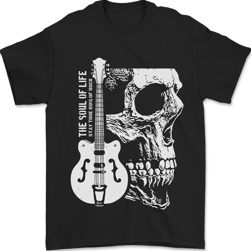 Soul of Life Skull Rock Heavy Metal Guitar Mens T-Shirt 100% Cotton Black