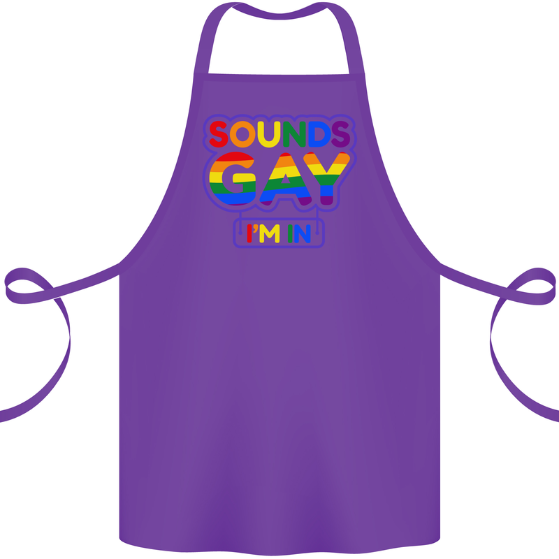 Sounds Gay I'm in Funny LGBT Cotton Apron 100% Organic Purple