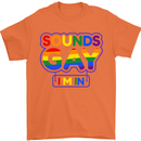 Sounds Gay I'm in Funny LGBT Mens T-Shirt Cotton Gildan Orange