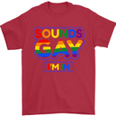 Sounds Gay I'm in Funny LGBT Mens T-Shirt Cotton Gildan Red