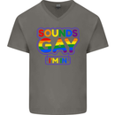 Sounds Gay I'm in Funny LGBT Mens V-Neck Cotton T-Shirt Charcoal