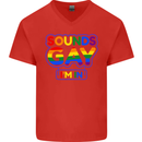 Sounds Gay I'm in Funny LGBT Mens V-Neck Cotton T-Shirt Red