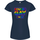 Sounds Gay I'm in Funny LGBT Womens Petite Cut T-Shirt Navy Blue