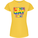 Sounds Gay I'm in Funny LGBT Womens Petite Cut T-Shirt Yellow